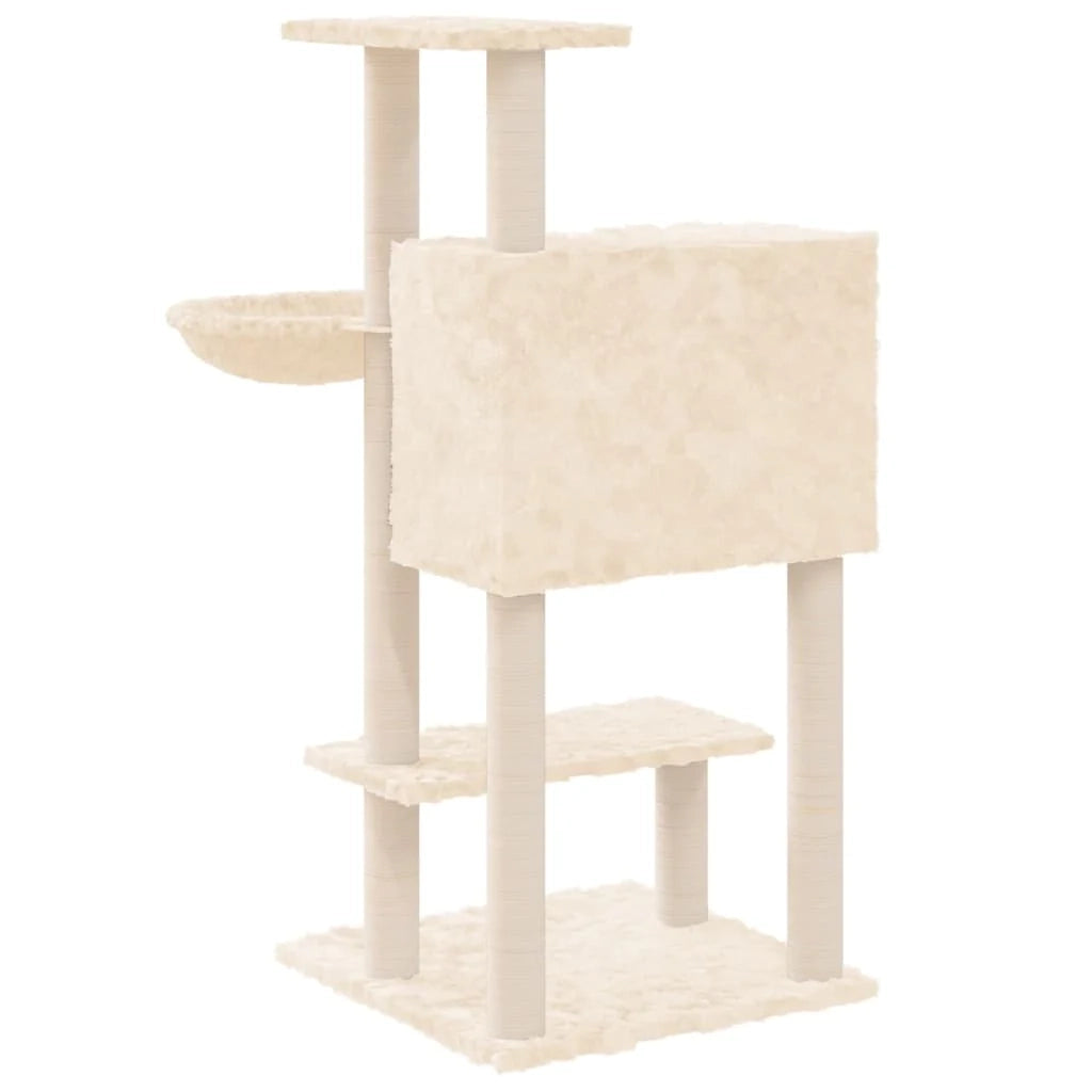 Tiragraffi per gatti torre per arrampicata giocattolo piattaforma per arrampicata con tiragraffi in sisal 108,5 cm crema 02_0022452