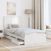 Letto singolo | Letto per adulti | Struttura del letto Bianco 90 x 200 cm Legno Ingegnerizzato
