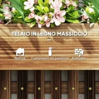Fioriera Verticale a Doghe con 3 Vasi Rimovibili, in Legno di Abete, 60x16x80 cm, Marrone Bruciato