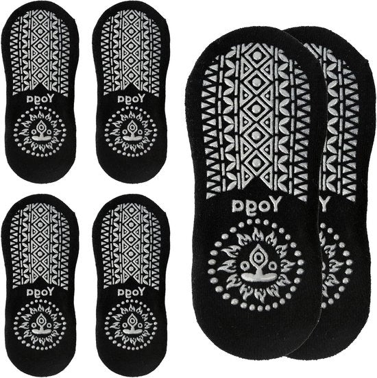 Pilates Socke per Yoga, Barre, Pilates, Danza - Antiscivolo - Casa e Ospedale - Nero - Taglia 39 EU