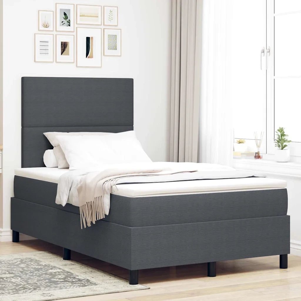 Letto a molle con testiera Grigio Scuro e Bianco 120 x 200 cm 3337552
