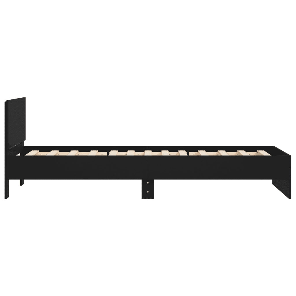 Giroletto con Testiera Nero 100x200 cm in Legno Multistrato