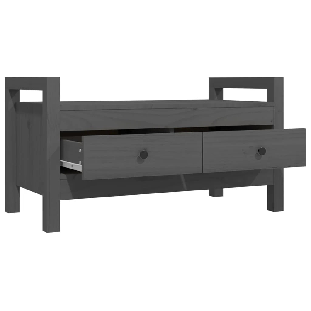 Panca da ingresso 80 x 40 x 43 cm in legno massello di pino grigio 02_0010946