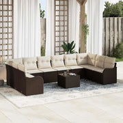 Set Divano da Giardino 11 pcs Marrone e bianco polyrattan 3354557