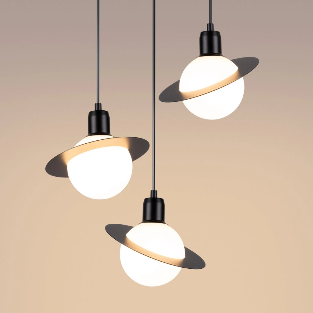 Lampada a sospensione French Sky Hyperion in acciaio nero moderno 3x8W LED G9