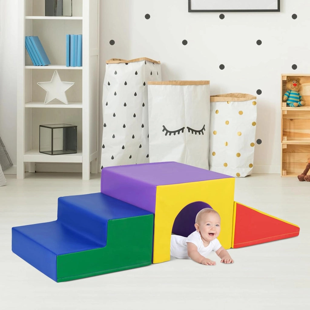 Set di 4 Blocchi in Schiuma per Arrampicarsi e Gattonare per Bambini, Set di Giocattoli Morbidi da Interno con Diverse Forme e Colori per lo Sviluppo dei Bambini (Giallo)