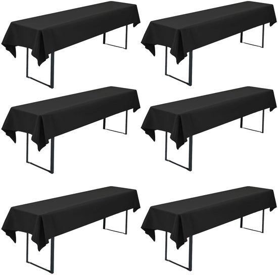 Set da tavolo da giardino 6 pezzi 110 x 260 cm Telaio in poliestere, lavabile e resistente, tovaglia da tavolo per feste all'aperto, compleanni o barbecue (nero)