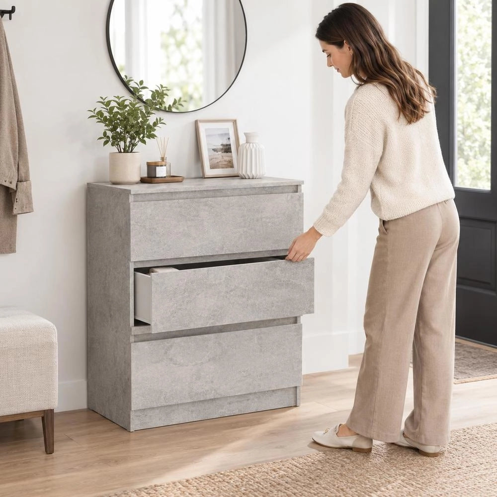 Sideboard Concrete Grey 60x35x76 Cm Wood Material