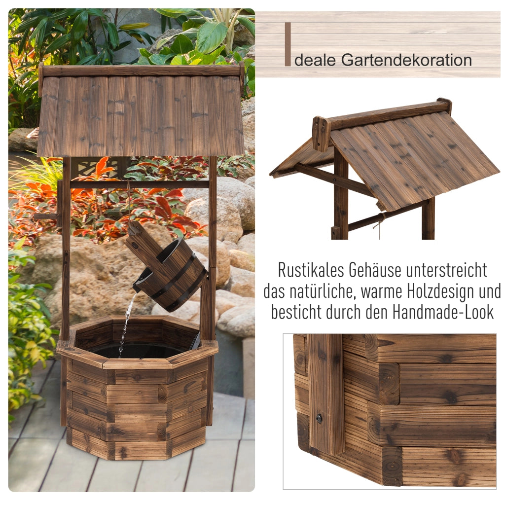 Fontana da Giardino in Legno con Pompa ¨C zephmum ¨C Marrone 68x57x118 cm