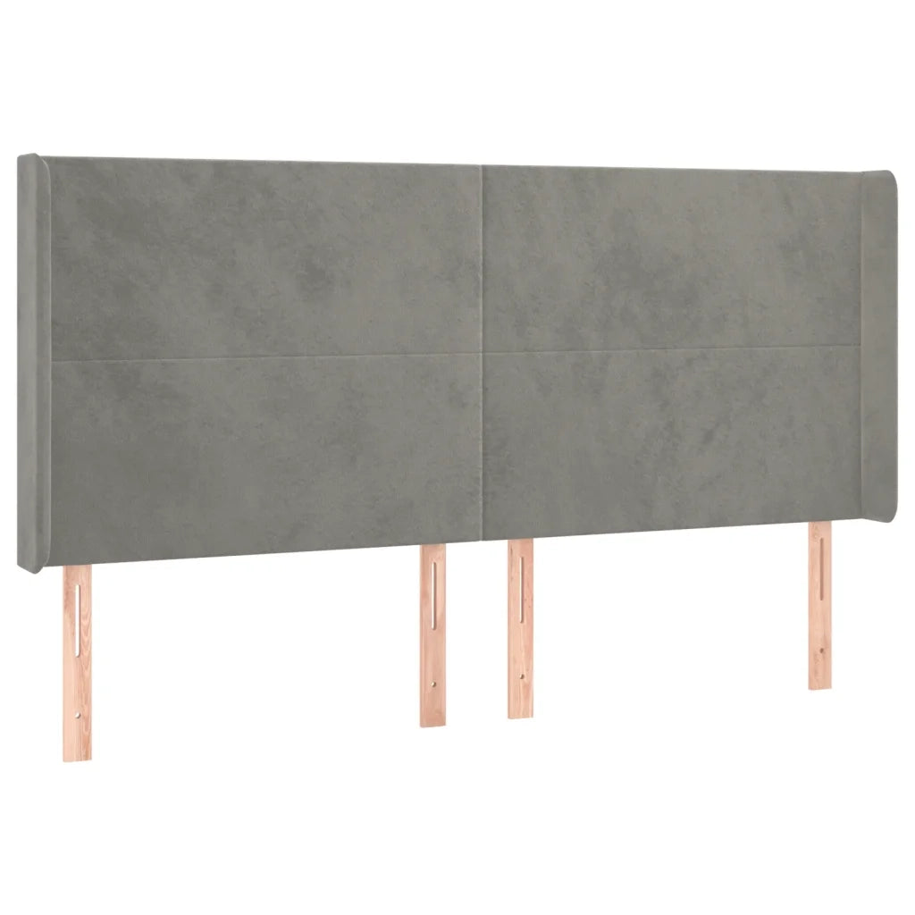 Testiera | Testata a LED Grigio Chiaro 163x16x118/128 cm in Velluto