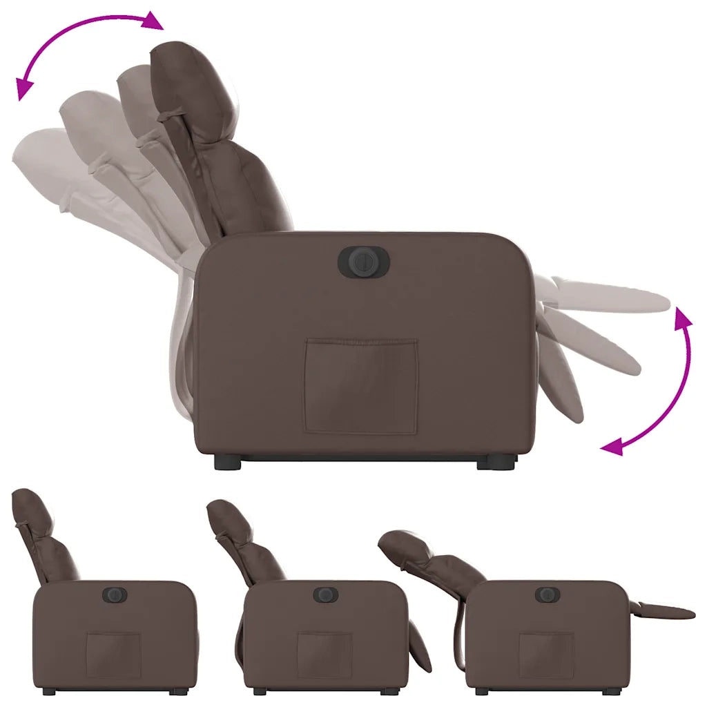 Poltrona Alzapersona Reclinabile Marrone in Similpelle 3206765