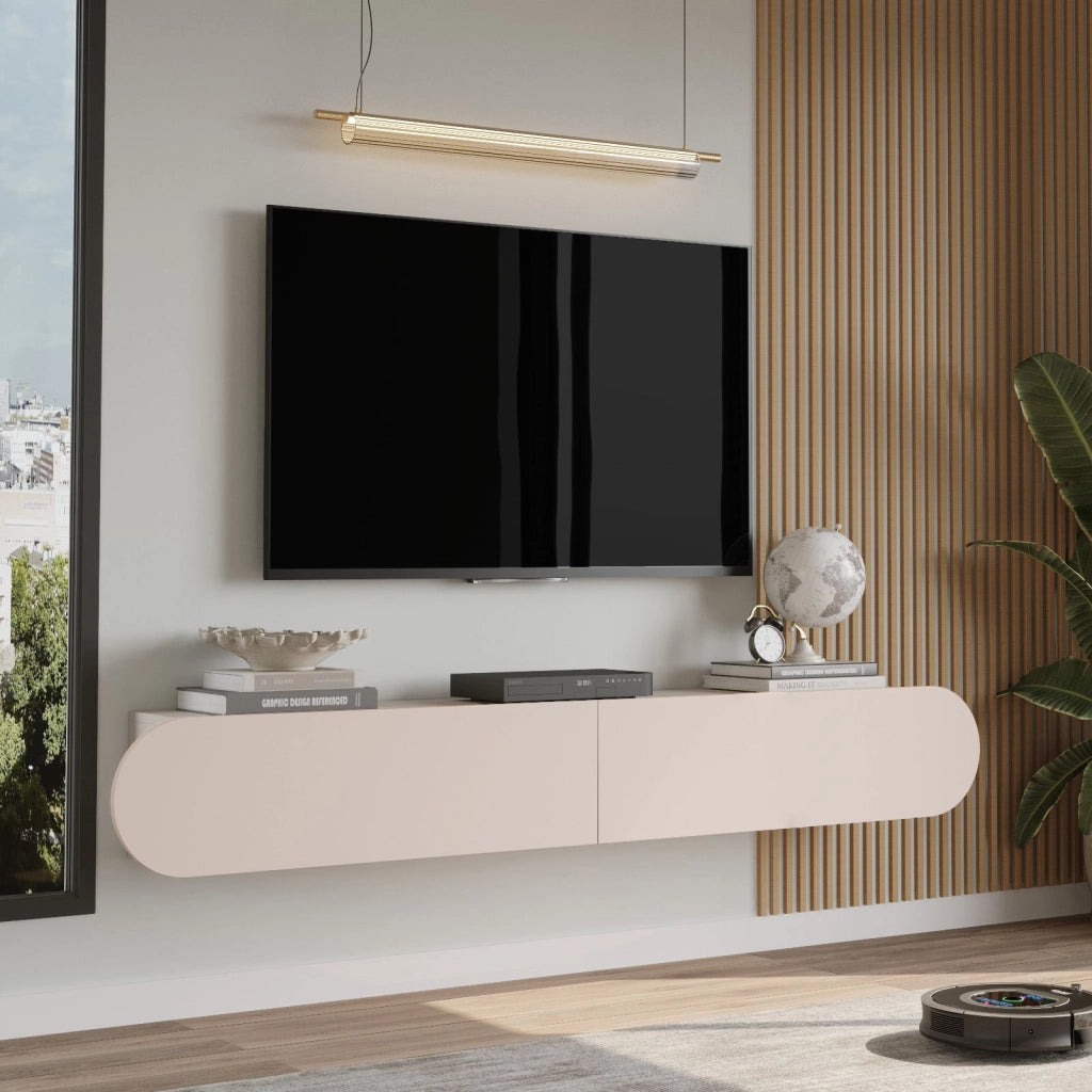 Porta TV in legno "LUM1" - 180 x 31 x 29 cm - Crema