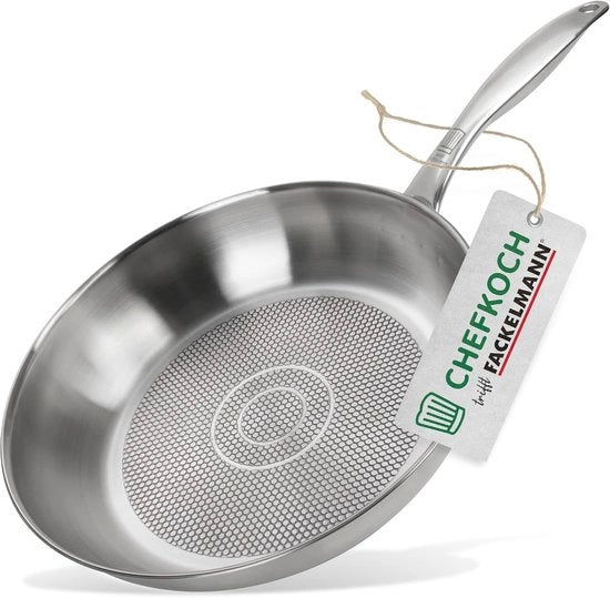 Padella in acciaio inossidabile Ø 28 cm - Adatta per induzione - Struttura a griglia di miele