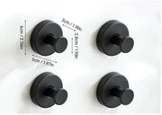 4 zoccoli per doccia, zoccoli in acciaio inossidabile impermeabili all'acqua senza forare per appendere fino a 10 lbs, ganci per doccia per docce interne per la stanza da bagno, montaggio su porte in vetro - nero