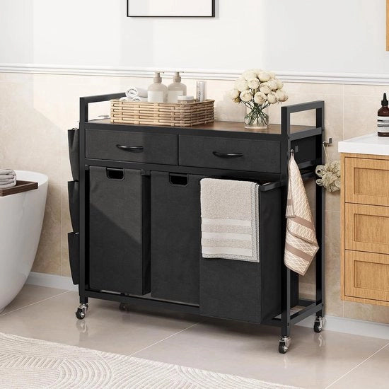 Wassorteerder industriale con 2 cassette estensibili - 2 carichi - spazio per la lavanderia - separatore per il bucato - per camera da letto e bagno