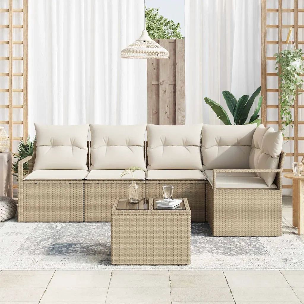 Set di divani 6 pcs Beige polyrattan