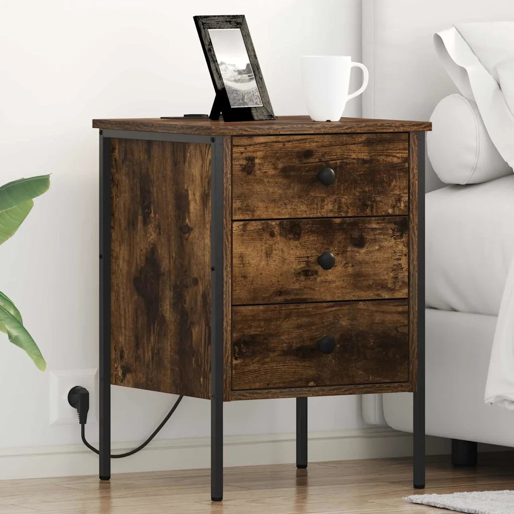Comodino | Armadio da Notte | Mobiletto da notte Rovere fum¨¦ 42 x 41 x 61 cm Legno multistrato