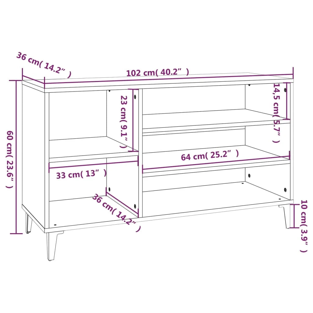 Scarpiera mobile contenitore per scarpe mobile per ingresso/corridoio/soggiorno design Sonoma 102 x 36 x 60 cm legno ingegnerizzato grigio 02_0022055