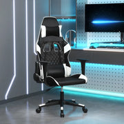 vidaXL Sedia da Gaming Massaggiante Nera e Bianca in Similpelle