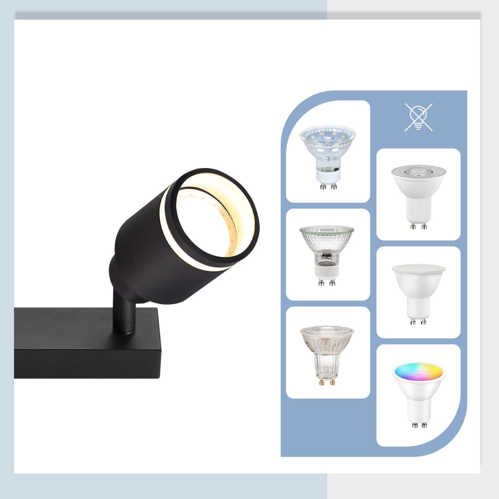 ZMH Faretto da soffitto neri 4 luci GU10 metallo orientabili moderni per camera letto sala pranzo senza lampadina
