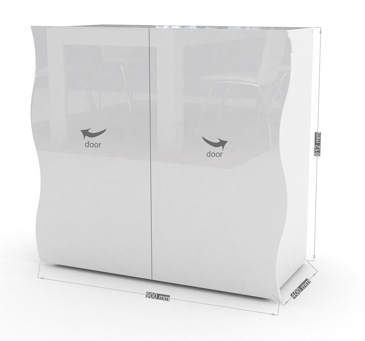 Mobile Multiuso 2 Ante 90x40x81 cm Onda Bianco Lucido