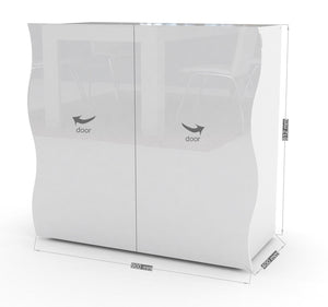 Mobile Multiuso 2 Ante 90x40x81 cm Onda Bianco Lucido