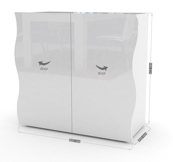 Mobile Multiuso 2 Ante 90x40x81 cm Onda Bianco Lucido