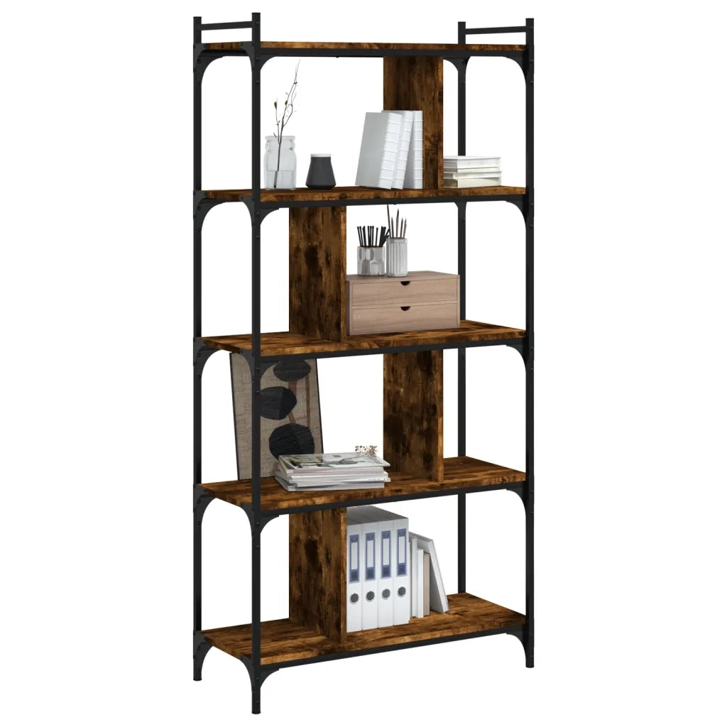 Libreria Rovere Fumo 5 Ripiani 76x32x158 cm Legno Multistrato 833942
