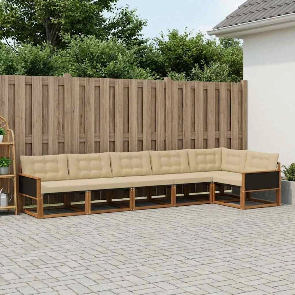 Set di divani da esterno 6 pz Naturale e Beige 3381449