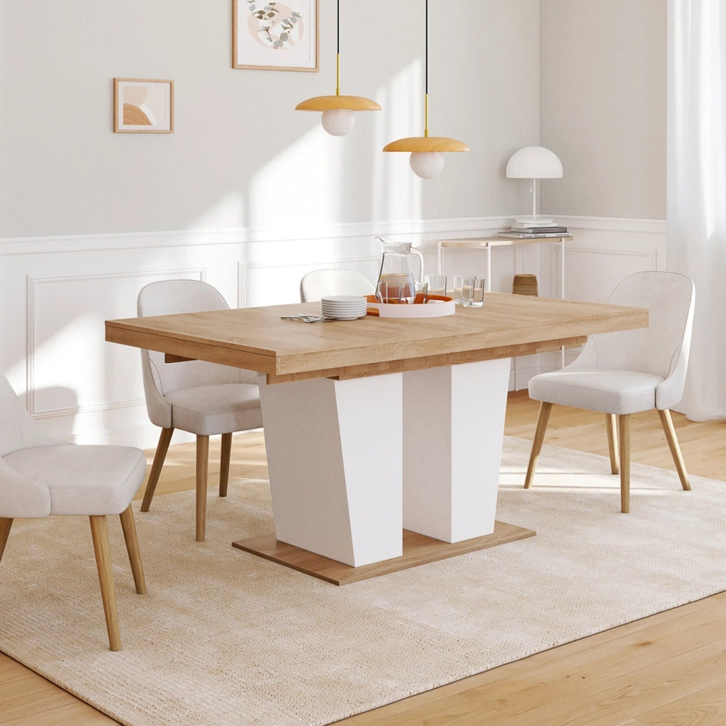 IDMarket - ELIAD tavolo da pranzo rettangolare allungabile 6-10 persone legno e bianco 160-200 cm