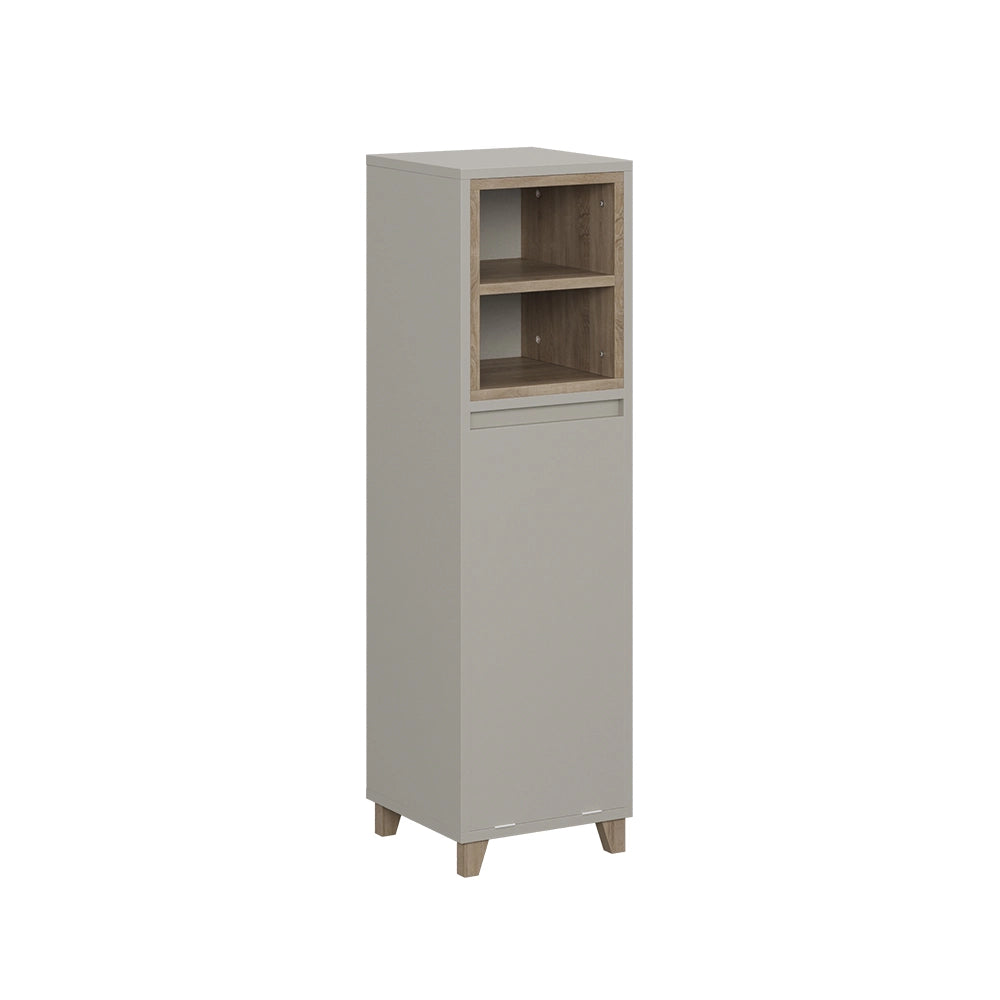 Vicco mobiletto bagno Greige/Rovere 30 x 105.2 cm con cesto portabiancheria pieghevole