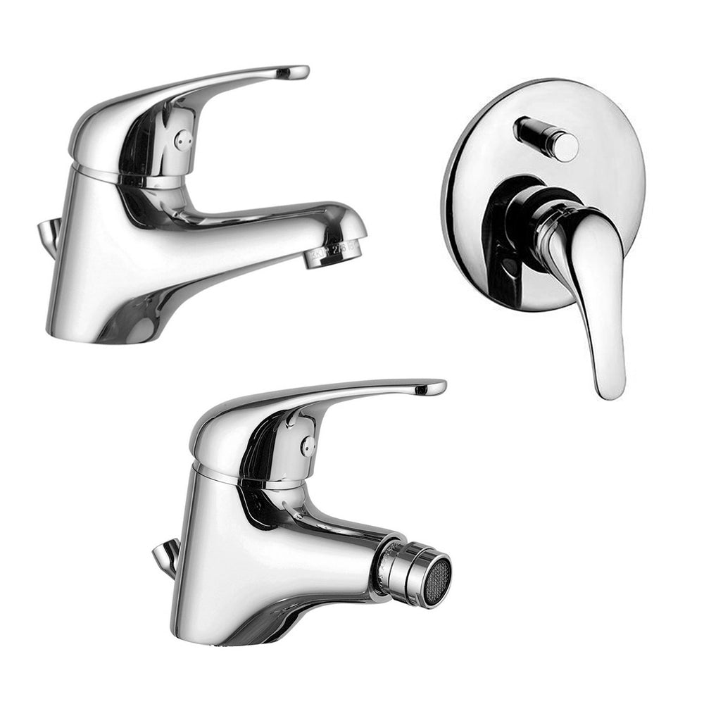 Set rubinetti lavabo, bidet e doccia con deviatore in ottone cromo di Rubinetterie Mariani Linea Astro