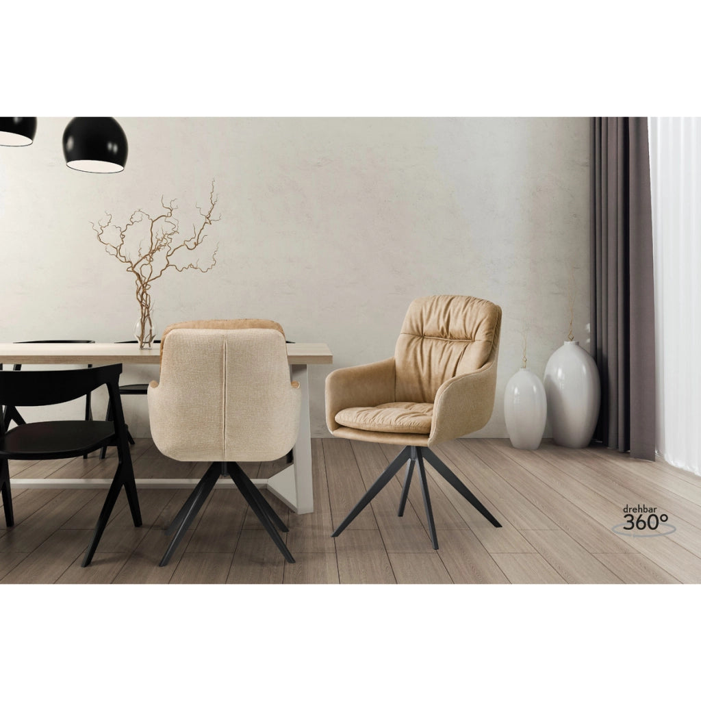 Sedia girevole Dian 100 in tessuto taupe