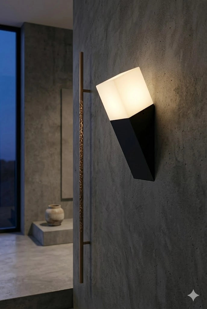 Applique da Esterno E27 Nero IP44 Lampada Parete Moderna Diffusore Opaco 12W Max Illuminazione Giardino Ingresso Facciata