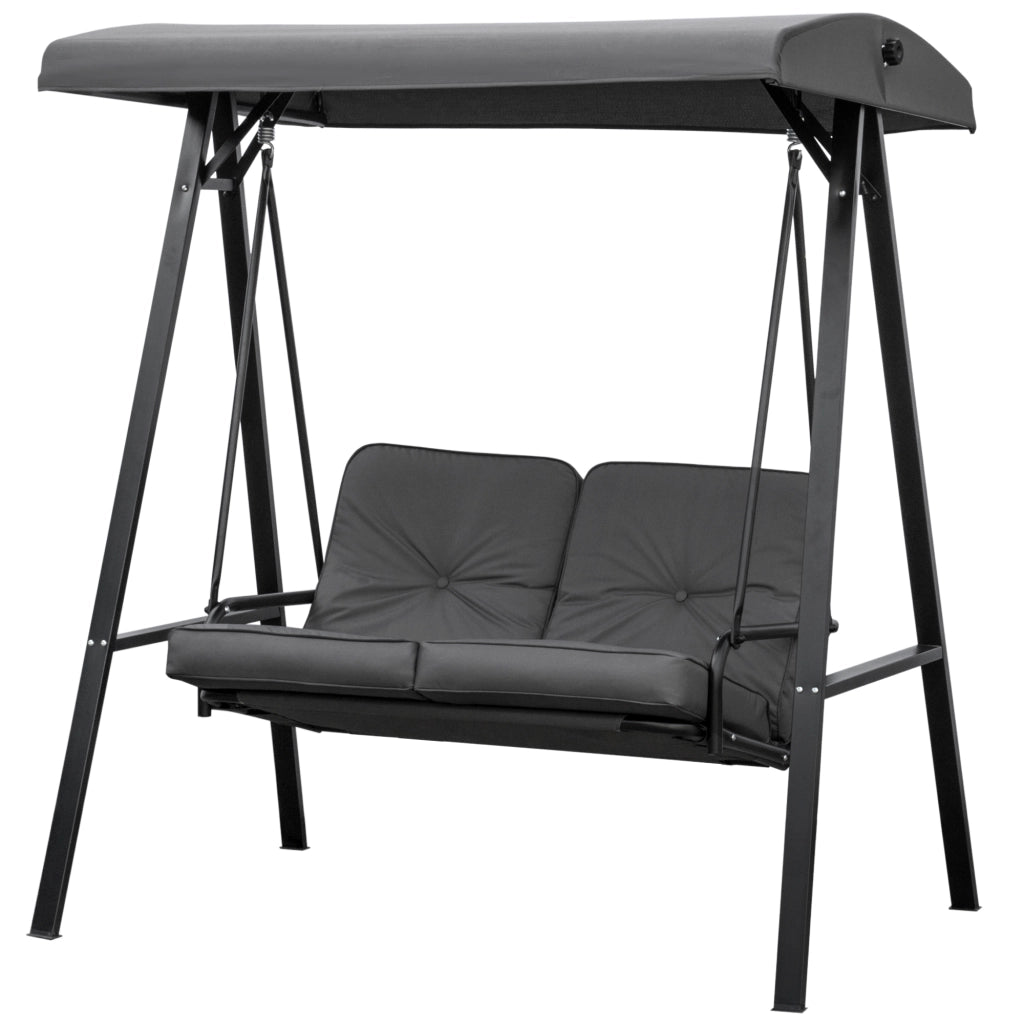 Dondolo 2 Posti per Giardino con Cuscini ¨C Zephmum ¨C Grigio, Acciaio, Poliestere, 144x117x173 cm