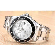 Trade Shop - Orologio Polso Longbo 80430g Uomo Quarzo Impermeabile Data Elegante Silver Nero -