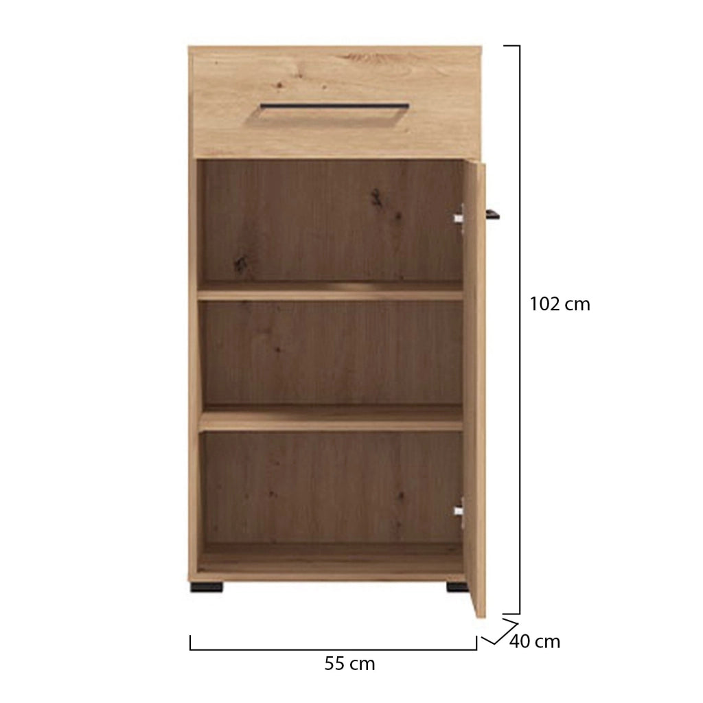 Pincara, Mobile da Ingresso un Cassetto, 54.5x40x101.5h cm Marrone Rovere Nodi