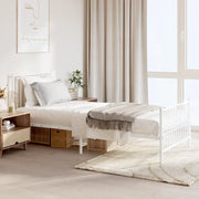 Giroletto con Testiera e Pediera Metallo Bianco 90x200 cm 350942