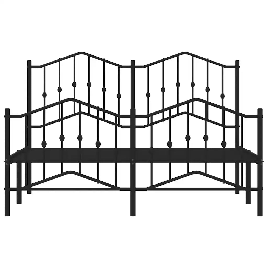 Giroletto con Testiera e Pediera Metallo Nero 135x190 cm 373806