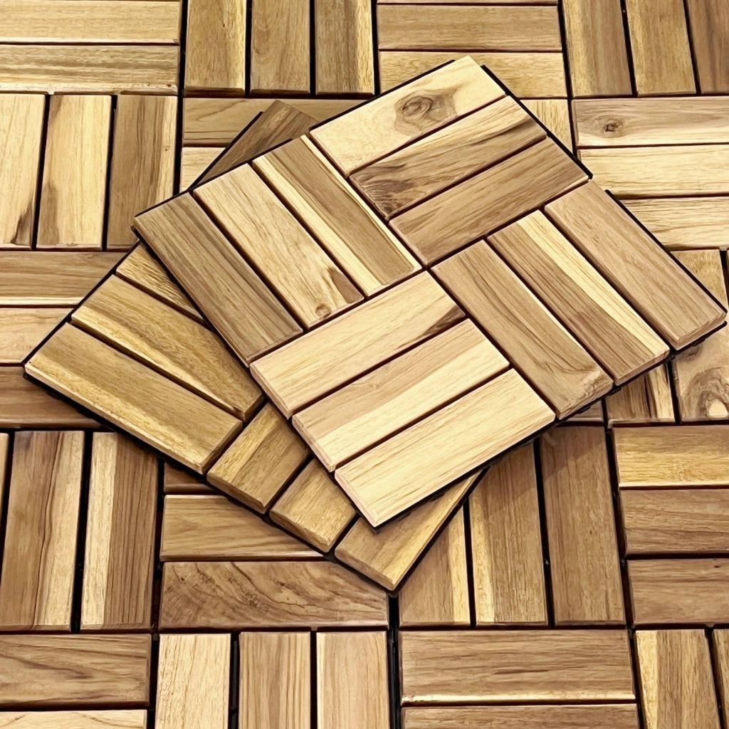 Set di piastrelle per patio in legno, 30x30cm, marrone naturale