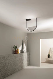 PLEAFONIERA LOTUS NERO CON VETRO FIME' LED 3000K 2488LM 34W DIMMERABILE L.44,5X55CM