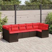 Set Divano da Giardino 7 pcs Marrone Poly Rattan