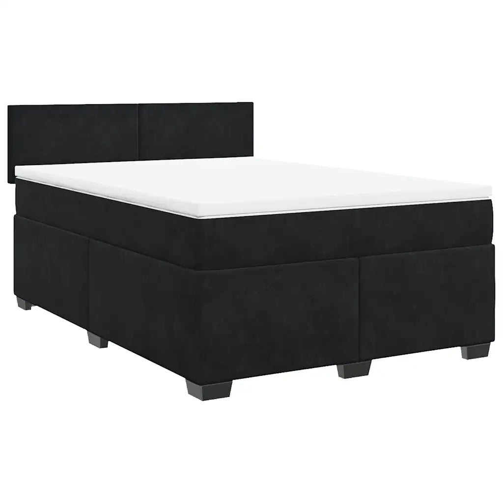 vidaXL Giroletto a Molle con Materasso Nero 140x190 cm in Velluto