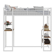 LETTO a soppalco in ferro 90x190 cm Bianco con scala laterale