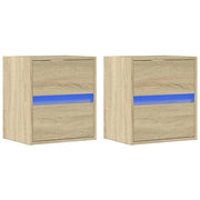 Mobile TV multimediale da parete mensola TV mobile TV sala da pranzo soggiorno camera da letto luci LED 2 pezzi rovere Sonoma 41 x 31 x 45 cm marrone 02_0029176