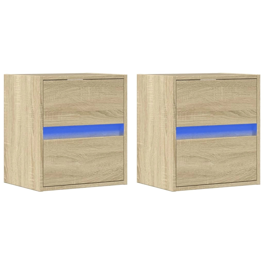 Mobile TV multimediale da parete mensola TV mobile TV sala da pranzo soggiorno camera da letto luci LED 2 pezzi rovere Sonoma 41 x 31 x 45 cm marrone 02_0029176