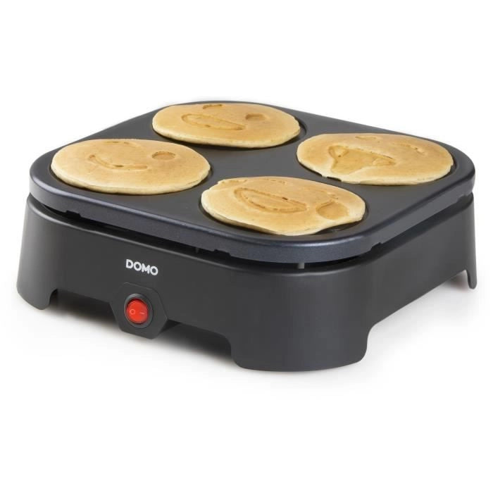 Crépiere Domo - 4 Crepes - Emoji Patterns - Revetement anti -adhesive - 600W - L31 X L34 X H13 CM