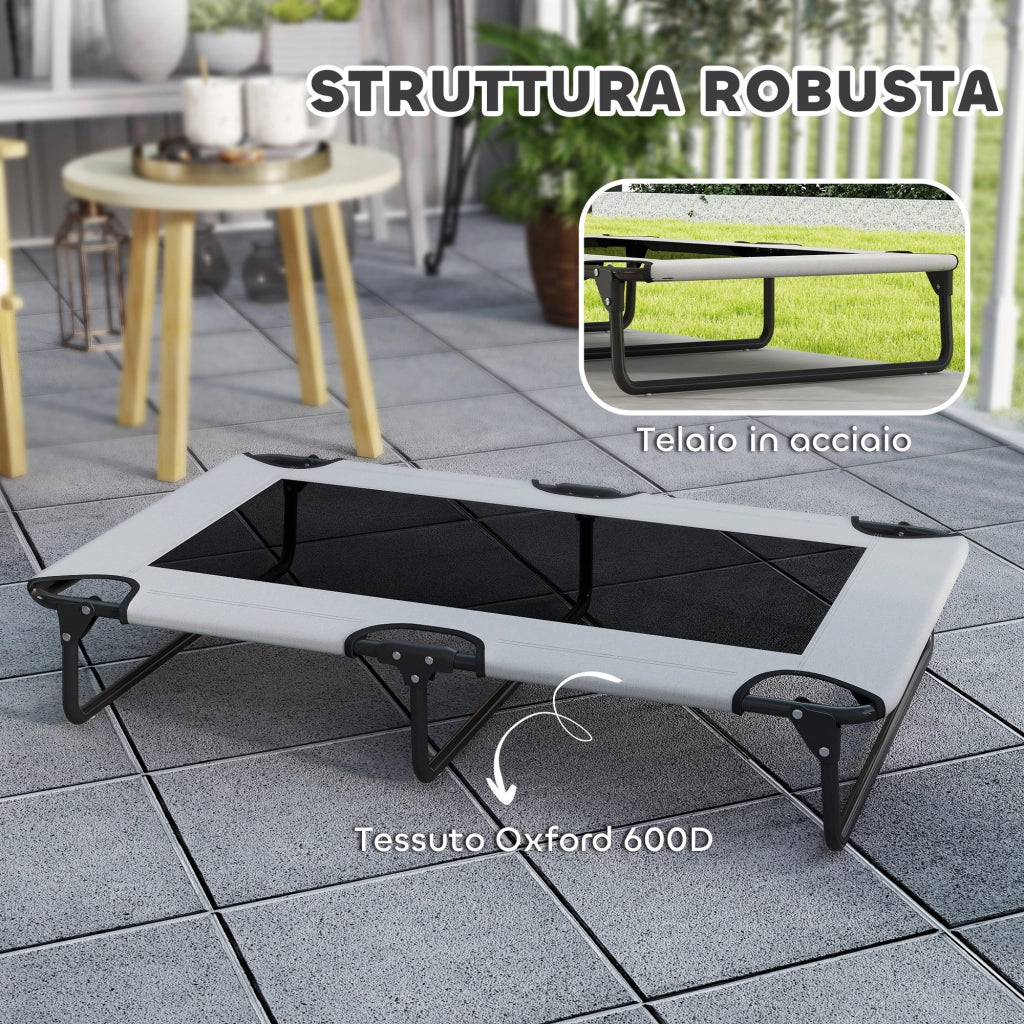 Letto per Cani Pieghevole con Rete ¨C Zephmum ¨C Grigio Chiaro 107x61x20 cm