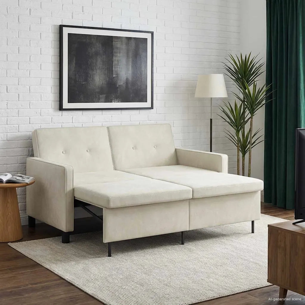 Divano letto Crema Tessuto