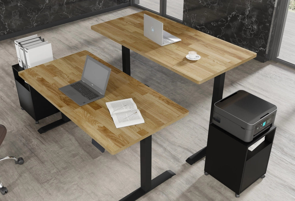 SCRIVANIA BIM NATURAL DESK 2P NERO OPACO ROVERE NATURALE 160x80